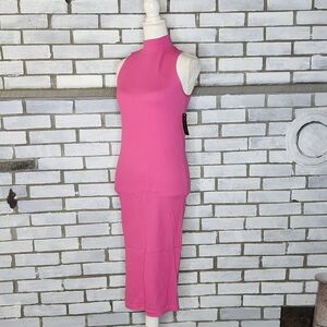 NWT No Boundaries Bodycon Seamless Sleeveless Mock Neck Dress Large Fuchsia